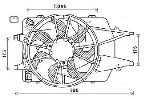 Wentylator, chłodzenie silnika FORD FOCUS I 1.6, 1.8 TDDi, 1.8, 1.8 TDCi, 1.4 AVA QUALITY COOLING