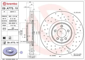 09.A773.1X BREMBO Tarcza hamulcowa