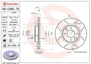 09.C285.75 BREMBO Tarcza hamulcowa