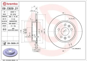 09.C929.21 BREMBO Tarcza hamulcowa