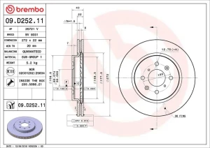 09.D252.21 BREMBO Tarcza hamulcowa