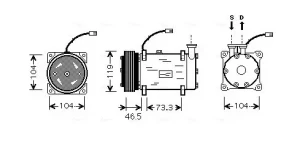 1.6 16V, 1.6 8V, 1.4 16V, 1.6, 1.1, 1.4 i, 1.1 i, 1.6 i PEUGEOT 206 Kompresor, klimatyzacja AVA QUALITY COOLING