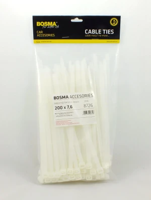 LED8726 BOSMA Bosma opaska kablowa 7,6mm x 200mm biała 100szt. - 8726
