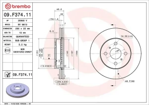 09.F374.11 BREMBO Tarcza hamulcowa