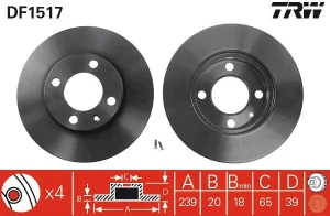 Tarcza hamulcowa przód wentylowana AUDI 80 B1 TRW