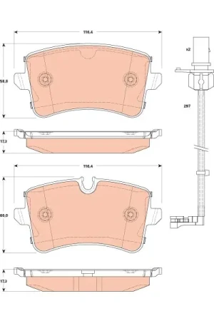 Klocki hamulcowe tył z czujnikiem AUDI A6 C7 TRW