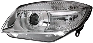 Reflektor lampa prawa z silniczkiem do regulacji SKODA FABIA 2 HELLA