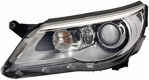 Reflektor lampa lewa bi-ksenon z silniczkiem do regulacji VW TIGUAN 1 HELLA