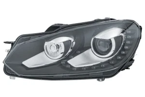 Reflektor lampa lewa bi-ksenon led z silniczkiem do regulacji z żarówką VW GOLF VI HELLA