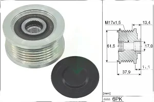 1.9 JTD FIAT MULTIPLA Sprzęgło alternatora koło pasowe INA
