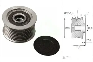 2.2, 2.2 D, 2.0 MAZDA 6 II Sprzęgło alternatora koło pasowe INA