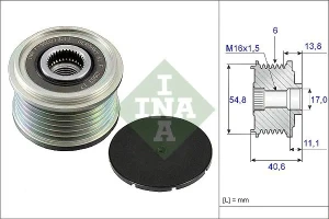 1.4, 1.6 16V, 1.5 dCi, 1.6 RENAULT MEGANE 2 Sprzęgło alternatora koło pasowe INA