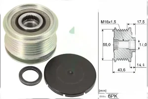 1.6 16V, 1.5 dCi, 1.6, 1.4 16V RENAULT CLIO II Sprzęgło alternatora koło pasowe INA