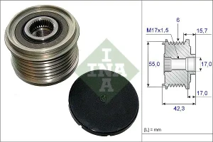 1.5 dCi, 1.5 Blue DACIA LOGAN II Sprzęgło alternatora koło pasowe INA