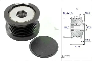 1.6 D, 2.0 D VOLVO C30 Sprzęgło alternatora koło pasowe INA