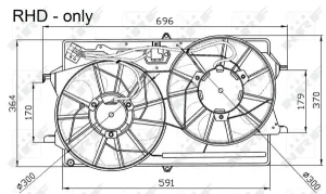 Wentylator chłodnicy z ramą FORD FOCUS I 1.8 16V, 1.8, 1.4 16V, 1.6 16V, 1.8 DI, 1.8 TDCi, 2.0 16V NRF