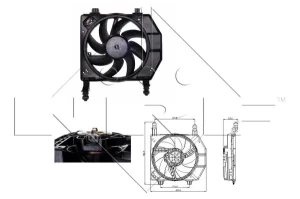 Wentylator chłodnicy 300w z ramą FORD FIESTA 1.3, 1.4 i NRF