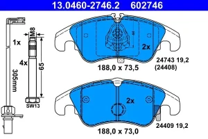 Klocki hamulcowe przód z czujnikiem AUDI A5 B8 ATE