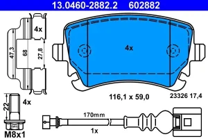 Klocki hamulcowe tył z czujnikiem VW TRANSPORTER T6 ATE
