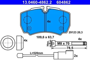 Klocki hamulcowe tył z czujnikiem FORD TRANSIT ATE
