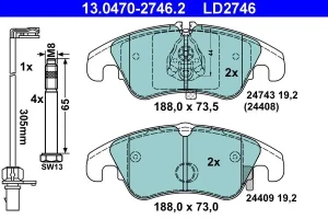 Klocki hamulcowe przód z czujnikiem AUDI A4 B8 ATE