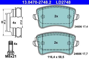 audi a4 b8 klocki hamulcowe 13.0470-2748.2 ATE