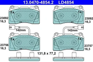 13.0470-4854.2 ATE Klocki hamulcowe przód z czujnikiem
