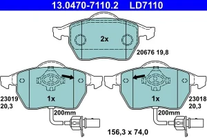 Klocki hamulcowe przód z czujnikiem VW PASSAT B5 ATE