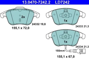 Klocki hamulcowe przód z czujnikiem SEAT ALHAMBRA II ATE