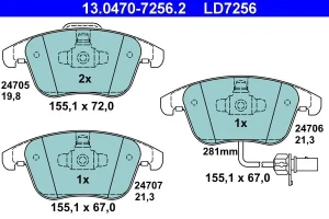 Klocki hamulcowe przód z czujnikiem AUDI A4 B8 ATE