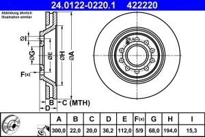 tarcze hamulcowe do audi a4 b7 24.0122-0220.1 ATE