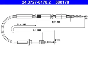 linka hamulca ręcznego audi a6 c5 24.3727-0178.2 ATE