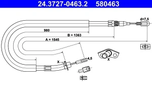 Linka hamulca ręcznego MERCEDES-BENZ SPRINTER B903 ATE