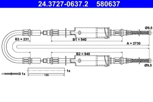 Linka hamulca ręcznego FORD TRANSIT IV ATE