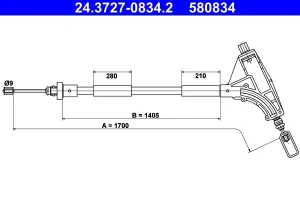 linka hamulca ręcznego peugeot 406 24.3727-0834.2 ATE