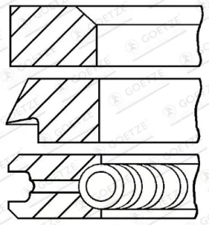 1.6 E AUDI 80 B4 Zestaw pierścieni tłoka nadwymiar 0,25mm GOETZE ENGINE