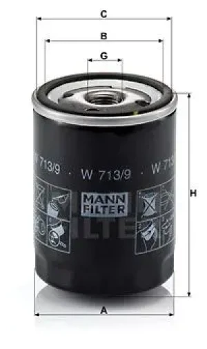 W 713/9 MANN-FILTER Filtr oleju