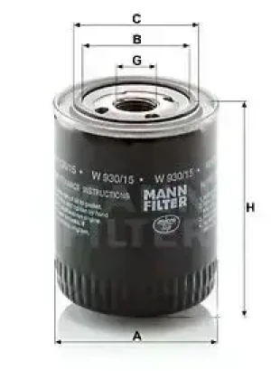 W 930/15 MANN-FILTER Filtr oleju