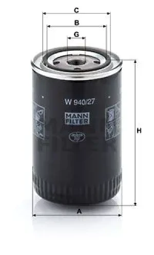 W 940/27 MANN-FILTER Filtr oleju z zaworem zwrotnym
