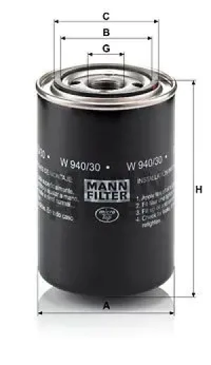W 940/30 MANN-FILTER Filtr oleju
