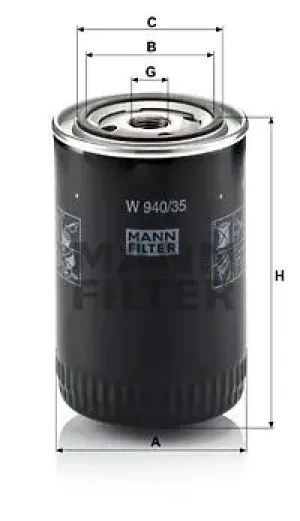 W 940/35 MANN-FILTER Filtr oleju z zaworem zwrotnym