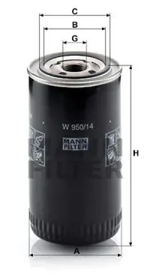 W 950/14 MANN-FILTER Filtr oleju z zaworem zwrotnym