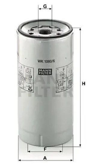 6616 Filtr paliwa wk 1080/6 x MASSEY FERGUSON MF 6600 MANN-FILTER