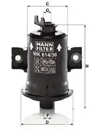 1.4, 1.6 Aut., 1.6 Filtr paliwa wk 614/36 x TOYOTA COROLLA VIII MANN-FILTER