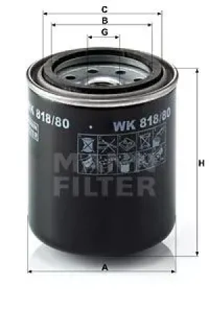 FE7-136, FE122F4, FG6-109, FE150E2, FE150C1, Canter 60, FB 35, FE6-109, FG145C1, FE150G1, Canter 35, FE5-109, FE150C3,, FE130C1, FE155F4, FE150G2,, FE126F4 Filtr paliwa MITSUBISHI Canter (FE5