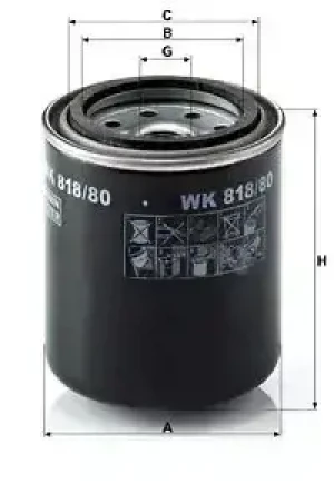 FE5-109, FG145C1, FE7-136, FE150G1, FG6-109, FE122F4, Canter 35, FE150C3,, FE150C1, FE130C1, FE126F4, Canter 60, FE155F4, FE150E2, FB 35, FE6-109, FE150G2, Filtr paliwa MITSUBISHI Canter (FE5