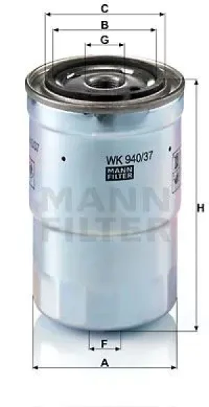 FE160C1,, FG160C1,, FE160C2,, FE160E4, FE160E3, FEI60W4 Filtr paliwa wk 940/37 x MITSUBISHI Canter (FE5, FE6) VI MANN-FILTER