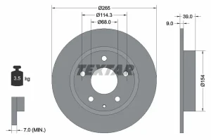 92267703 TEXTAR Tarcza hamulcowa tył