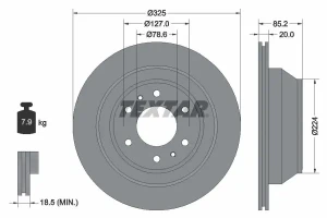 92271103 TEXTAR Tarcza hamulcowa tył