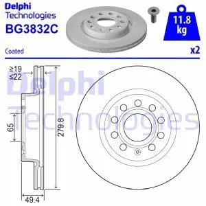 Tarcza hamulcowa przód wentylowana VW BEETLE DELPHI